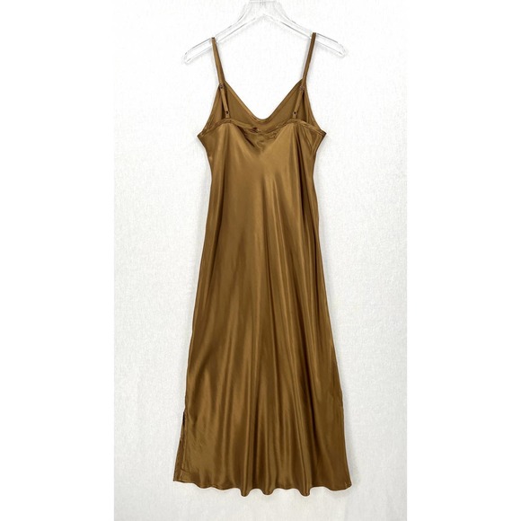 ENZA COSTA Dress Womens Medium Fatigue Satin Bias Slip Maxi Spaghetti Strap NWOT - Picture 3 of 15